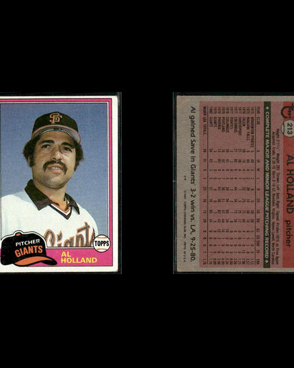 San Francisco Giants 1981 Topps Baseball 51-Card Lot Topps VG
