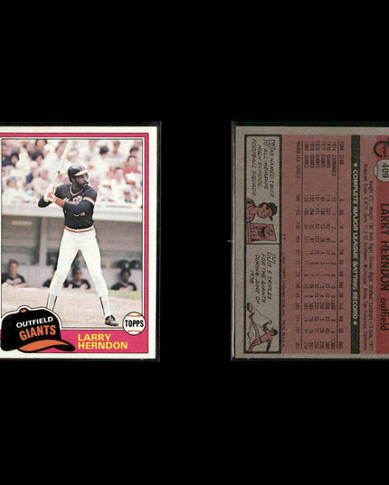San Francisco Giants 1981 Topps Baseball 51-Card Lot Topps VG
