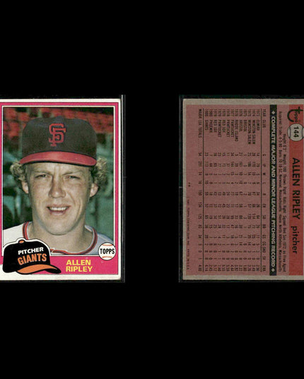 San Francisco Giants 1981 Topps Baseball 51-Card Lot Topps VG