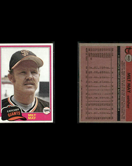 San Francisco Giants 1981 Topps Baseball 51-Card Lot Topps VG