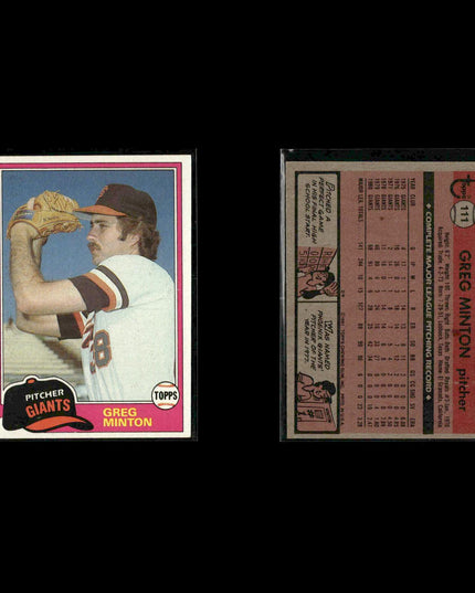 San Francisco Giants 1981 Topps Baseball 51-Card Lot Topps VG