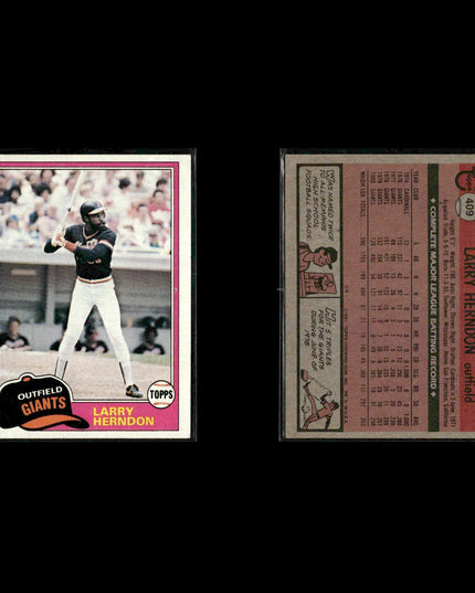 San Francisco Giants 1981 Topps Baseball 51-Card Lot Topps VG