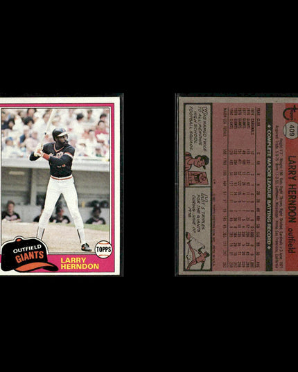 San Francisco Giants 1981 Topps Baseball 51-Card Lot Topps VG