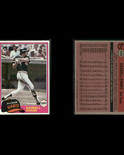 San Francisco Giants 1981 Topps Baseball 51-Card Lot Topps VG