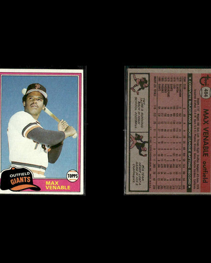 San Francisco Giants 1981 Topps Baseball 51-Card Lot Topps VG