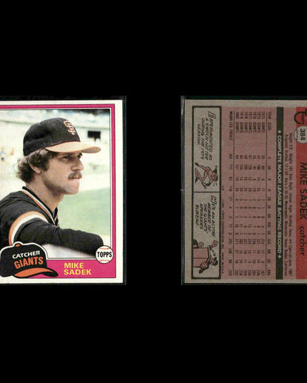 San Francisco Giants 1981 Topps Baseball 51-Card Lot Topps VG