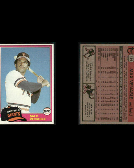 San Francisco Giants 1981 Topps Baseball 51-Card Lot Topps VG
