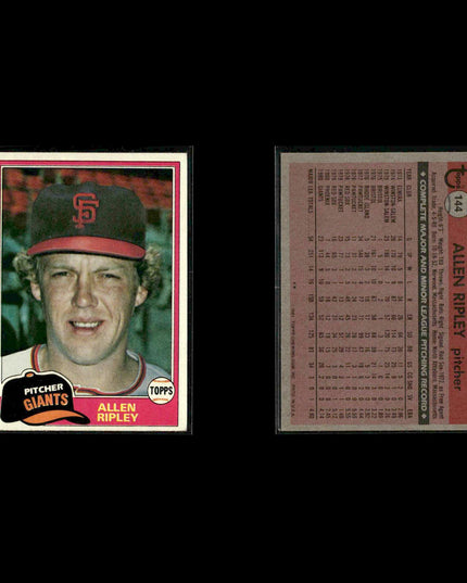 San Francisco Giants 1981 Topps Baseball 51-Card Lot Topps VG