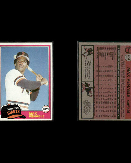 San Francisco Giants 1981 Topps Baseball 51-Card Lot Topps VG