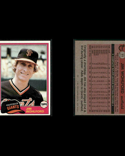 San Francisco Giants 1981 Topps Baseball 51-Card Lot Topps VG