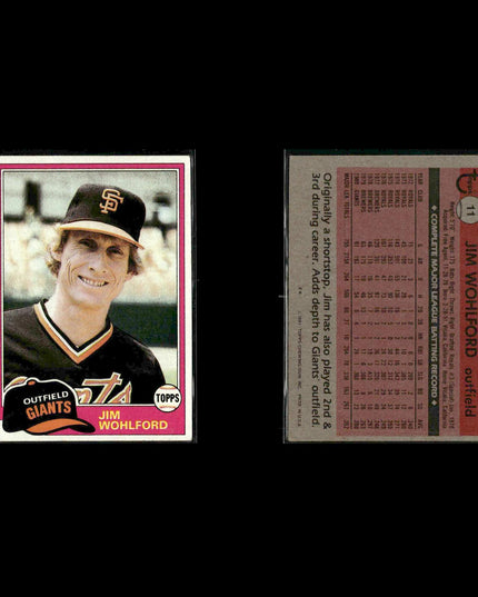 San Francisco Giants 1981 Topps Baseball 51-Card Lot Topps VG
