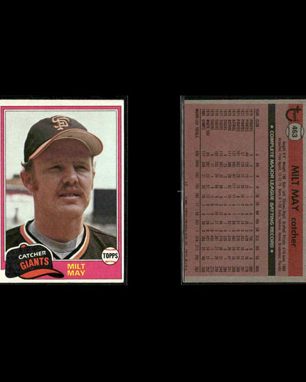San Francisco Giants 1981 Topps Baseball 51-Card Lot Topps VG