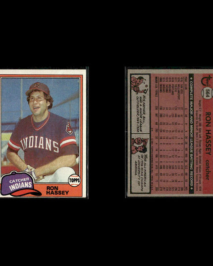 Cleveland Indians 1981 Topps Baseball 53-Card Lot Topps VG