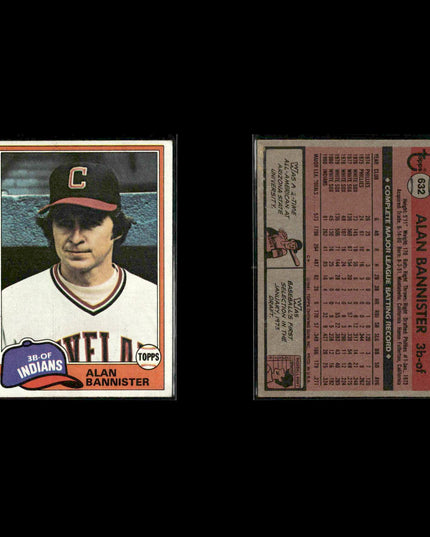 Cleveland Indians 1981 Topps Baseball 53-Card Lot Topps VG