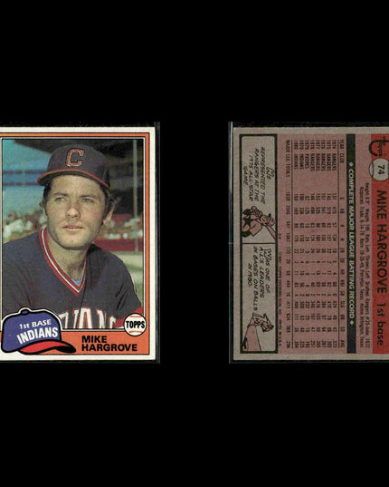 Cleveland Indians 1981 Topps Baseball 53-Card Lot Topps VG