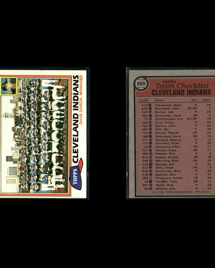 Cleveland Indians 1981 Topps Baseball 53-Card Lot Topps VG
