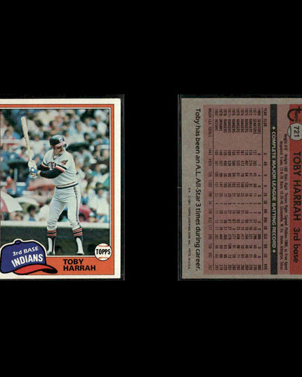 Cleveland Indians 1981 Topps Baseball 53-Card Lot Topps VG