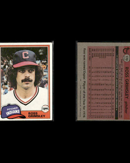 Cleveland Indians 1981 Topps Baseball 53-Card Lot Topps VG
