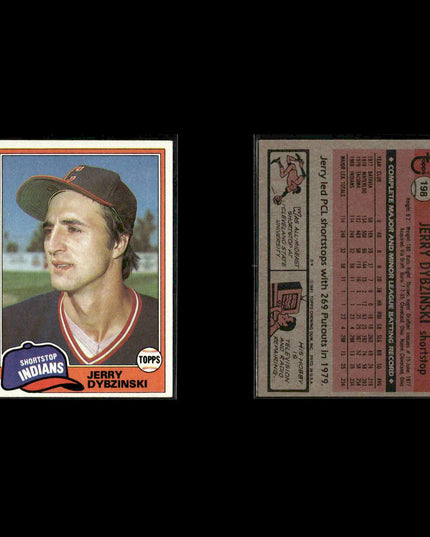 Cleveland Indians 1981 Topps Baseball 53-Card Lot Topps VG