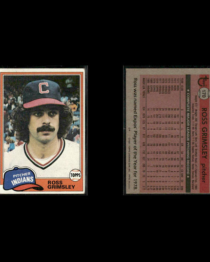 Cleveland Indians 1981 Topps Baseball 53-Card Lot Topps VG