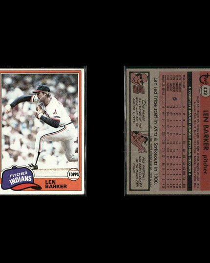 Cleveland Indians 1981 Topps Baseball 53-Card Lot Topps VG