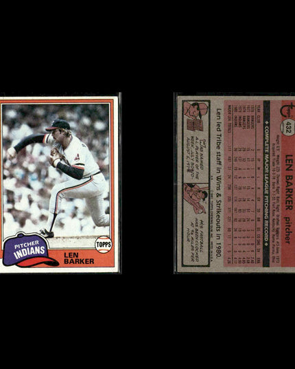 Cleveland Indians 1981 Topps Baseball 53-Card Lot Topps VG