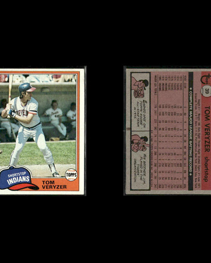 Cleveland Indians 1981 Topps Baseball 53-Card Lot Topps VG