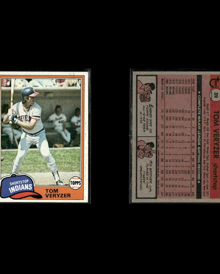 Cleveland Indians 1981 Topps Baseball 53-Card Lot Topps VG