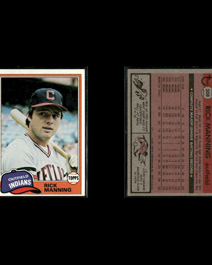 Cleveland Indians 1981 Topps Baseball 53-Card Lot Topps VG