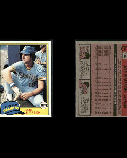 Seattle Mariners 1981 Topps Baseball 49-Card Lot Topps VG