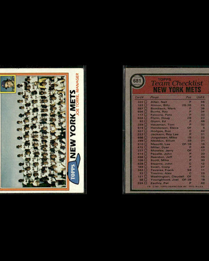 New York Mets 1981 Topps Baseball 46-Card Lot Topps VG