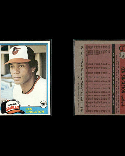Baltimore Orioles 1981 Topps Baseball 31-Card Lot Topps VG