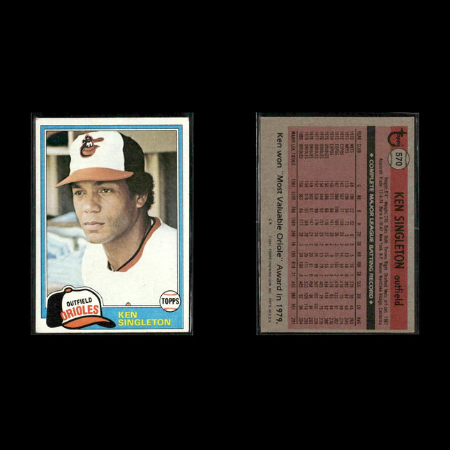 Baltimore Orioles 1981 Topps Baseball 31-Card Lot Topps VG