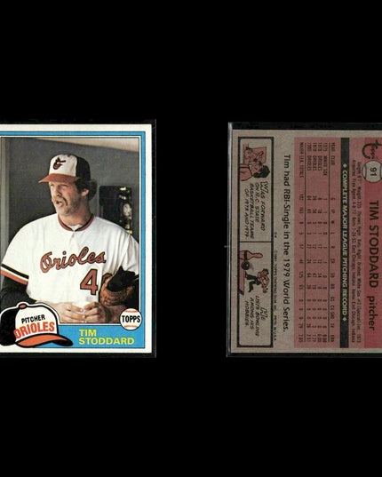 Baltimore Orioles 1981 Topps Baseball 31-Card Lot Topps VG