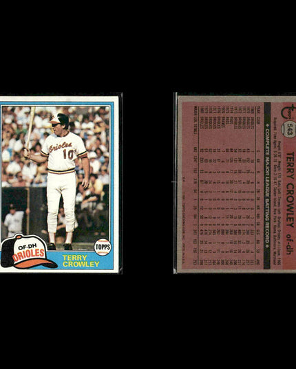 Baltimore Orioles 1981 Topps Baseball 31-Card Lot Topps VG