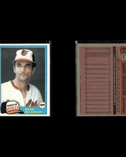 Baltimore Orioles 1981 Topps Baseball 31-Card Lot Topps VG