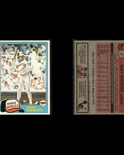 Baltimore Orioles 1981 Topps Baseball 31-Card Lot Topps VG