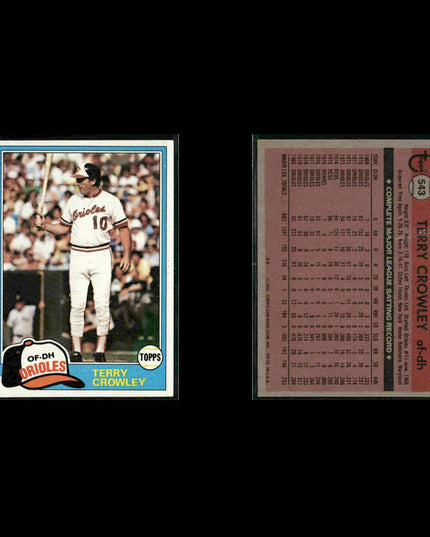 Baltimore Orioles 1981 Topps Baseball 31-Card Lot Topps VG