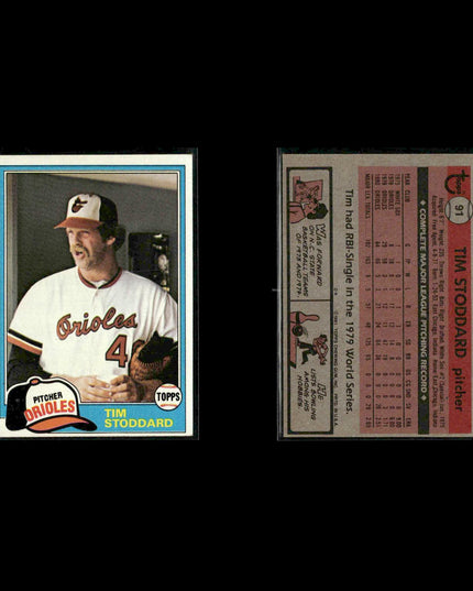 Baltimore Orioles 1981 Topps Baseball 31-Card Lot Topps VG
