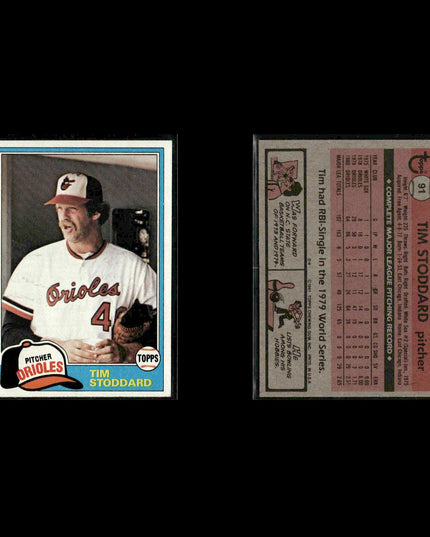 Baltimore Orioles 1981 Topps Baseball 31-Card Lot Topps VG