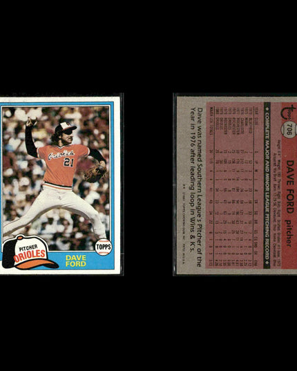 Baltimore Orioles 1981 Topps Baseball 31-Card Lot Topps VG
