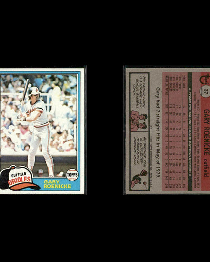 Baltimore Orioles 1981 Topps Baseball 31-Card Lot Topps VG