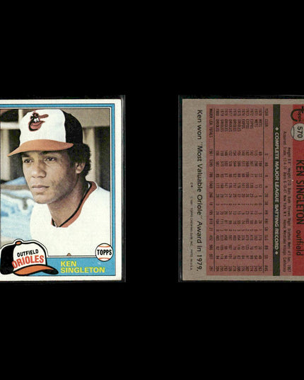 Baltimore Orioles 1981 Topps Baseball 31-Card Lot Topps VG