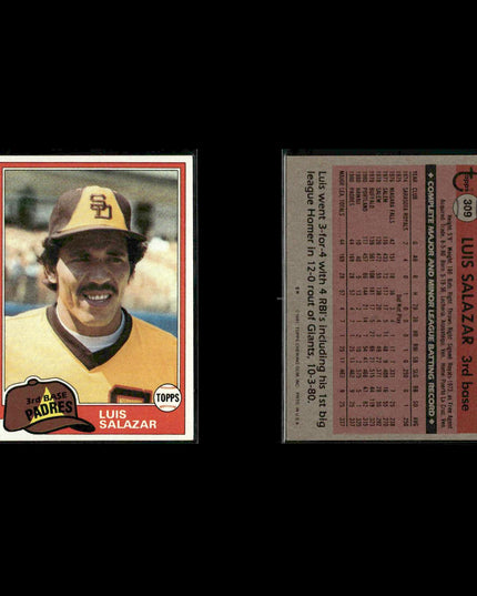 San Diego Padres 1981 Topps Baseball 42-Card Lot Topps VG