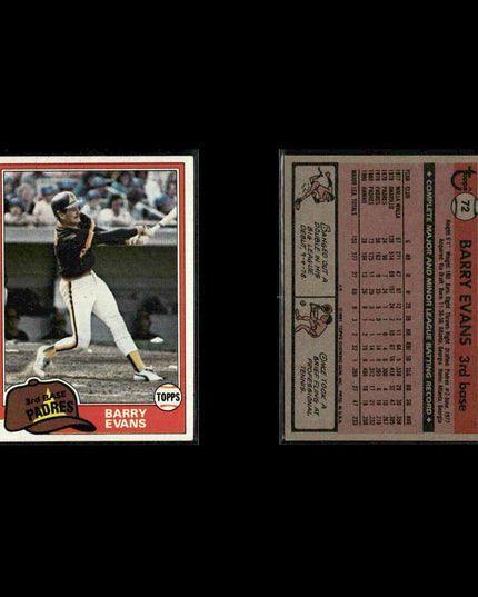 San Diego Padres 1981 Topps Baseball 42-Card Lot Topps VG