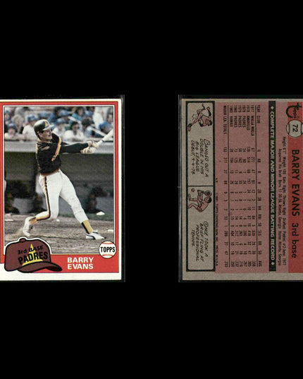 San Diego Padres 1981 Topps Baseball 42-Card Lot Topps VG