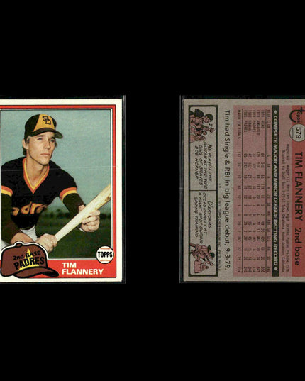 San Diego Padres 1981 Topps Baseball 42-Card Lot Topps VG