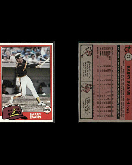 San Diego Padres 1981 Topps Baseball 42-Card Lot Topps VG