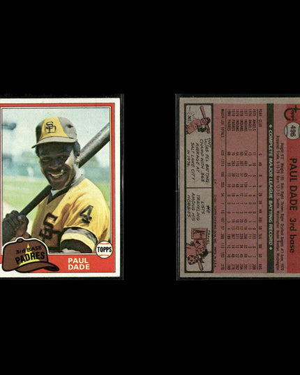 San Diego Padres 1981 Topps Baseball 42-Card Lot Topps VG