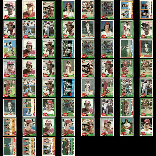 Philadelphia Phillies 1981 Topps Baseball 60-Card Lot Topps VG